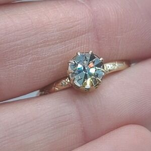 Vintage Germany Rhinestone Ring Gold Tone Size 6.5